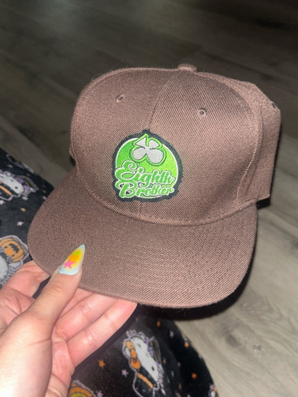 Eighth Brother Brown Snapback Cannabis brand Hat with Green Logo